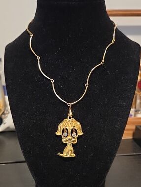 Gold-tone Dog Pendant Necklace - Women's Jewelry